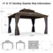 PURPLE LEAF Outdoor Hardtop Gazebo for Patio Bronze Aluminum Frame Pavilion with Navy-Blue Curtain