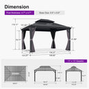 PURPLE LEAF Patio Gazebo for Backyard Grey Hardtop Galvanized Steel Roof Awning with Upgrade Curtain