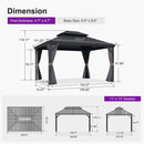 PURPLE LEAF Patio Gazebo for Backyard Grey Hardtop Galvanized Steel Roof Awning String Lights-milky