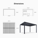 PURPLE LEAF Athena Louvered Pergola Grey Outdoor Aluminum Pergola with Roller Blind Adjustable Gazebo for Patio Deck Garden