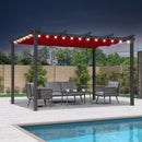 PURPLE LEAF Outdoor Pergola with Retractable Canopy Aluminum Shelter for Beach Porch Garden  Shade Pavilion Pergola  with Lights