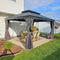 PURPLE LEAF Patio Gazebo for Backyard Grey Hardtop Galvanized Steel Roof Awning String Lights-milky
