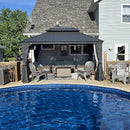 PURPLE LEAF Patio Gazebo for Backyard Grey Hardtop Galvanized Steel Roof Awning with String Lights-clear