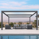 PURPLE LEAF Louvered Pergola Modern Grey Pergola with White Roof for Deck Backyard Garden