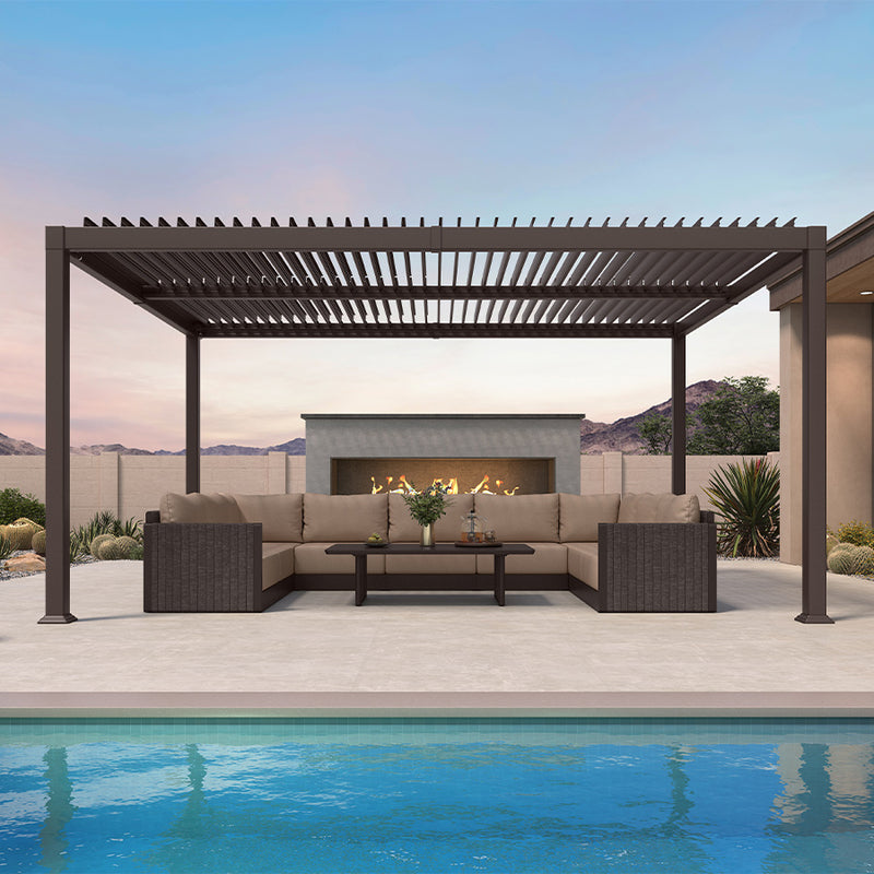 PURPLE LEAF Louvered Pergola Outdoor Adjustable Roof Modern Patio Aluminum Pergola for Deck Backyard Garden Hardtop Gazebo