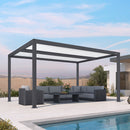 PURPLE LEAF Louvered Pergola Modern Grey Pergola with White Roof for Deck Backyard Garden