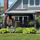 PURPLE LEAF Patio Gazebo for Pool Light Grey Hardtop Galvanized Steel Roof with String Lights-milky