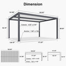 PURPLE LEAF Louvered Pergola with String Lights Patio Aluminum Pergola with Independent Adjustable Rainproof Roof With Yellow Lights