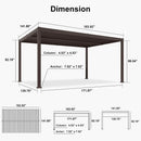 PURPLE LEAF Louvered Pergola Outdoor Adjustable Roof Modern Patio Aluminum Pergola for Deck Backyard Garden Hardtop Gazebo Bronze