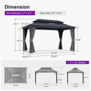 PURPLE LEAF Patio Gazebo for Backyard Grey Hardtop Galvanized Steel Roof Awning with Upgrade Curtain