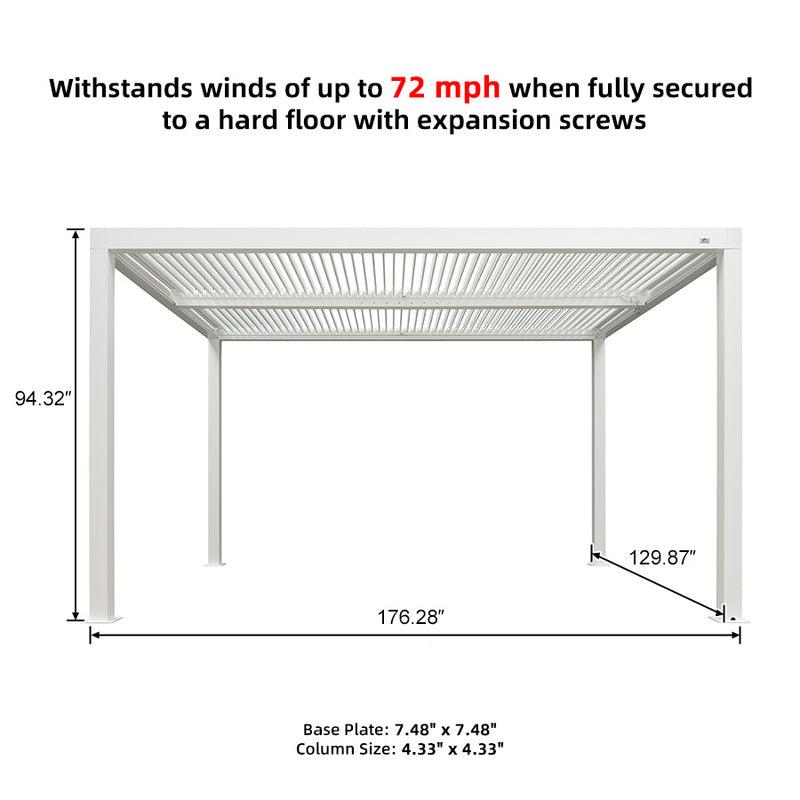 PURPLE LEAF Louvered Pergola Outdoor Aluminum Pergola with Adjustable Roof for Deck Backyard Garden Hardtop Gazebo