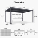 PURPLE LEAF Outdoor Louvered Pergola Patio Sun Shade Shelter with Adjustable Hardtop Patio Pergola Grey