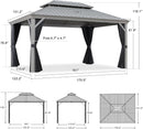 PURPLE LEAF Patio Gazebo for Pool Light Grey Hardtop Galvanized Steel Roof with Upgraded Curtains