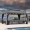 PURPLE LEAF Patio Gazebo for Pool Light Grey Hardtop Galvanized Steel Roof with String Lights-milky