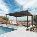 PURPLE LEAF Athena Outdoor Louvered Pergola Adjustable Metal Roof Bronze Hardtop Gazebo Patio Pavilion