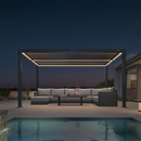 PURPLE LEAF Caesar Solar Louvered Pergola with LED Strip Lights and Control Panel Aluminum Outdoor Pergola with Adjustable Roof for Patio Deck Garden Yard Gray