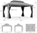 PURPLE LEAF Patio Gazebo for Pool Light Grey Hardtop Galvanized Steel Roof with Reinforcement Support Rod