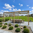 PURPLE LEAF Caesar Louvered Pergola Outdoor Wood Grain Aluminum Pergola with Adjustable Roof Patio Hardtop Gazebo for Backyard Garden