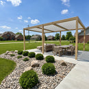 PURPLE LEAF Caesar Louvered Pergola Outdoor Wood Grain Aluminum Pergola with Adjustable Roof Patio Hardtop Gazebo for Backyard Garden