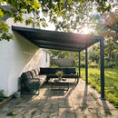 PURPLE LEAF Caesar Wall Mounted Louvered Pergola, All-Aluminum Patio Cover with Adjustable Roof, Hidden Gutter Drainage, Lean-to Pergola for Deck, Backyard, Porch, Dark Gray
