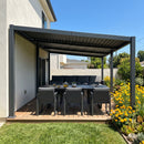 PURPLE LEAF Caesar Hardtop Louvered Pergola, Slanted Roof Outdoor Aluminum Patio Pergola with Adjustable Rainproof Roof, Heavy-Duty Lean to Gazebo for Patios Backyard Deck, Gray