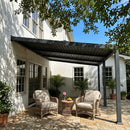 PURPLE LEAF Caesar Wall Mounted Louvered Pergola, All-Aluminum Patio Cover with Adjustable Roof, Hidden Gutter Drainage, Lean-to Pergola for Deck, Backyard, Porch, Dark Gray