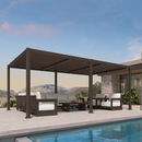 PURPLE LEAF Caesar Solar Louvered Pergola with LED Strip Lights and Control Panel Aluminum Outdoor Pergola with Adjustable Roof for Patio Deck Garden Yard Bronze