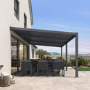 PURPLE LEAF Caesar Wall Mounted Louvered Pergola, All-Aluminum Patio Cover with Adjustable Roof, Hidden Gutter Drainage, Lean-to Pergola for Deck, Backyard, Porch, Dark Gray
