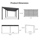 PURPLE LEAF Caesar Lean to Louvered Pergola, Slanted Roof Aluminum Patio Pergola with Adjustable Louvers and Hidden Drainage, Heavy-Duty Gazebo with a Wall Mounted Look for Patios,Backyards Decks,Gray