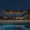 PURPLE LEAF Caesar louvered pergola in bronze, with adjustable roof and LED lights
