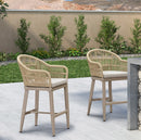 PURPLE LEAF Patio Chairs, 2 Set Outdoor Bar Stools Modern Counter Height Bar, Cushions Included