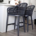 PURPLE LEAF Outdoor Bar Stools Set of 2 Rattan Bar Stools Counter Stools with Back and Cushions  for Patio, Garden, Kitchen