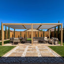 PURPLE LEAF Caesar Louvered Pergola Outdoor Wood Grain Aluminum Pergola with Adjustable Roof Patio Hardtop Gazebo for Backyard Garden