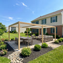 PURPLE LEAF Caesar Louvered Pergola Outdoor Wood Grain Aluminum Pergola with Adjustable Roof Patio Hardtop Gazebo for Backyard Garden