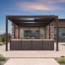 PURPLE LEAF Caesar Solar Louvered Pergola with LED Strip Lights and Control Panel Aluminum Outdoor Pergola with Adjustable Roof for Patio Deck Garden Yard Bronze