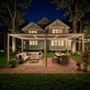 PURPLE LEAF Caesar Solar Louvered Pergola with LED Strip Lights and Control Panel Aluminum Outdoor Pergola with Adjustable Roof for Patio Deck Garden Yard Champagne