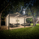 PURPLE LEAF Caesar Solar Louvered Pergola with LED Strip Lights and Control Panel Aluminum Outdoor Pergola with Adjustable Roof for Patio Deck Garden Yard Gray
