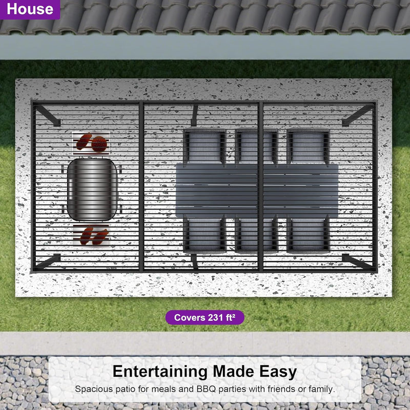 PURPLE LEAF Outdoor Louvered Pergola Patio Sun Shade Shelter with Adjustable Hardtop Patio Pergola Grey