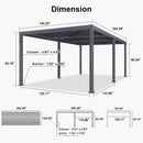 PURPLE LEAF Outdoor Louvered Pergola Patio Sun Shade Shelter with Adjustable Hardtop Patio Pergola Grey