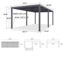 PURPLE LEAF Outdoor Louvered Pergola Patio Sun Shade Shelter with Adjustable Hardtop Patio Pergola Gray Frame White Roof