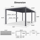 PURPLE LEAF Caesar Outdoor Louvered Pergola Patio Sun Shade Shelter with Adjustable Hardtop Patio Pergola Grey