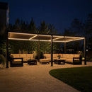 PURPLE LEAF Caesar Solar Louvered Pergola with LED Strip Lights and Control Panel Aluminum Outdoor Pergola with Adjustable Roof for Patio Deck Garden Yard Bronze