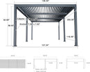 PURPLE LEAF Solar Louvered Pergola with LED String Lights and Control Panel Aluminum Outdoor Pergola with Adjustable Roof for Patio Deck Garden Yard Gray