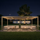 PURPLE LEAF Caesar Solar Louvered Pergola with LED Strip Lights and Control Panel Aluminum Outdoor Pergola with Adjustable Roof for Patio Deck Garden Yard Champagne