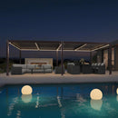 Bronze aluminum PURPLE LEAF Caesar louvered pergola with LED lights by pool