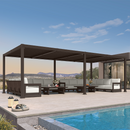 PURPLE LEAF Caesar Solar Louvered Pergola with LED Strip Lights and Control Panel Aluminum Outdoor Pergola with Adjustable Roof for Patio Deck Garden Yard Bronze