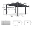 PURPLE LEAF Outdoor Louvered Pergola Patio Sun Shade Shelter with Adjustable Hardtop Patio Pergola Gray Frame White Roof