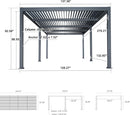 PURPLE LEAF Solar Louvered Pergola with LED String Lights and Control Panel Aluminum Outdoor Pergola with Adjustable Roof for Patio Deck Garden Yard Gray