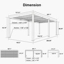 PURPLE LEAF Caesar LED Louvered Pergola with Integrated Solar Strip Lights Adjustable Aluminum Louvers Wind Resistant Pergolas for Patio Dining Deck Garden Yard White