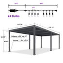 PURPLE LEAF Louvered Pergola with Yellow String Lights Patio Aluminum Pergola with Independent Adjustable Rainproof Roof Hardtop Pergola for Outdoor Deck Garden Yard